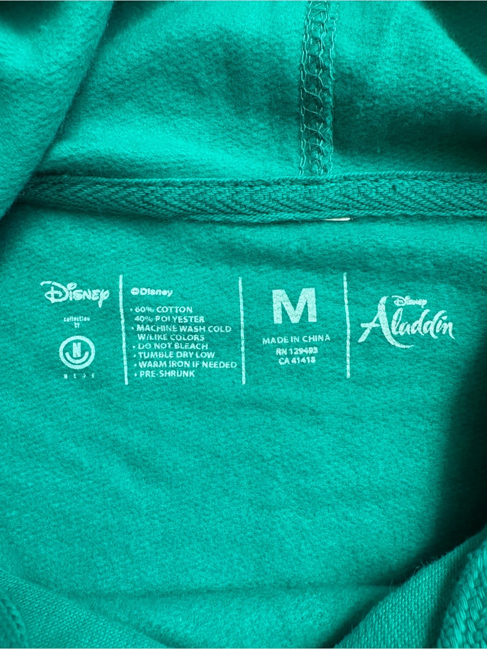 Neff Disney Aladdin Jasmine Teal Graphic Print Pullover Hoodie Women's M - Picture 3 of 7